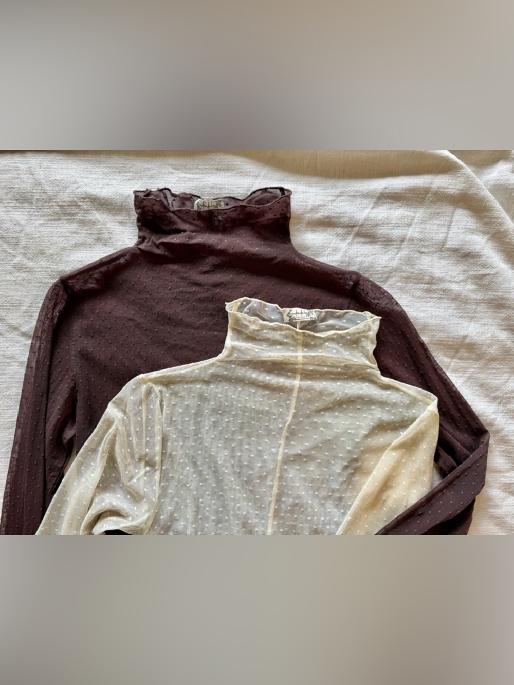 free people intimately on the dot layering tops - both size s - cream&mushroom
